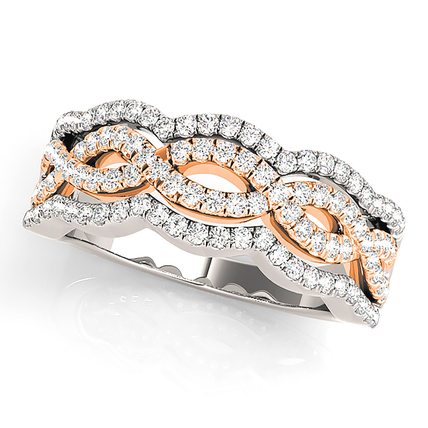 0.65 ctw. Round Diamond Infinity Design Wide Anniversary Ring-VIRABYANI
